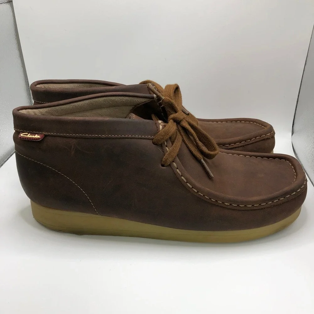 Clarks Stinson Hi Mens Beeswax Brown Leather Chukka Moc Toe Boots 9M
